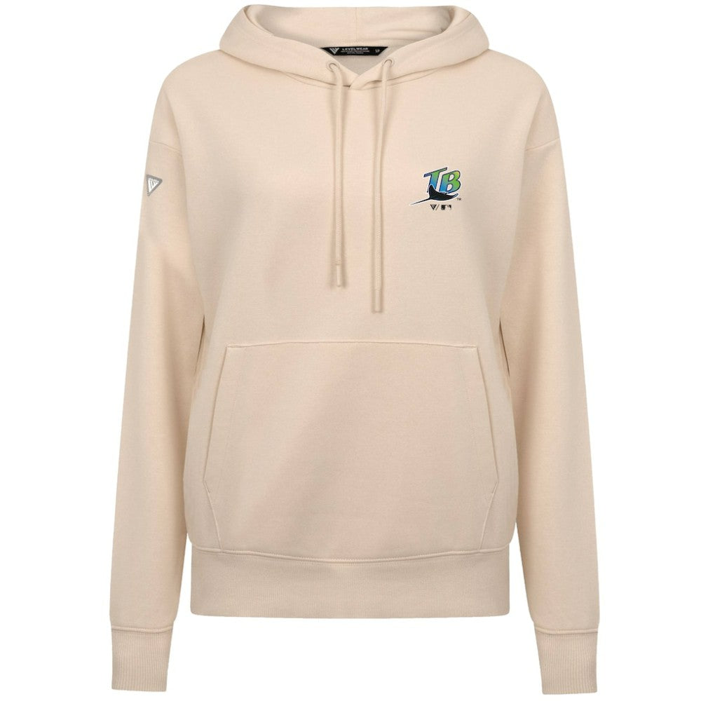 Tampa Bay Rays Levelwear Women's Cooperstown Collection Adorn Core Logo Pullover Hoodie - Khaki
