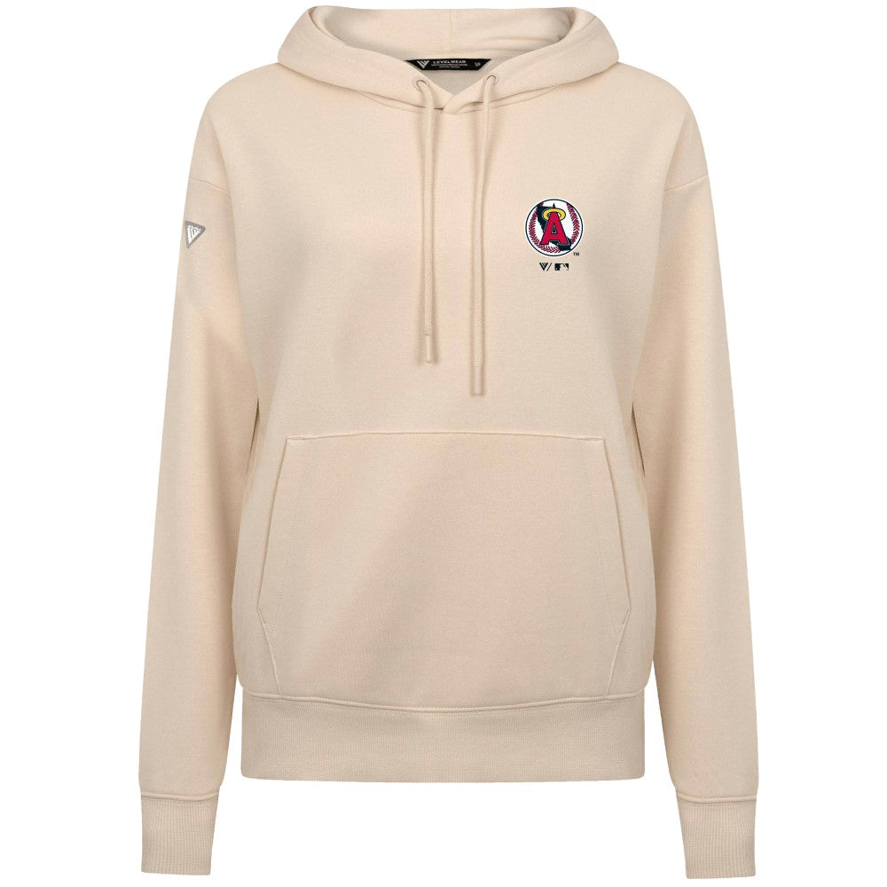 Los Angeles Angels Levelwear Women's Cooperstown Collection Adorn Core Logo Pullover Hoodie - Khaki