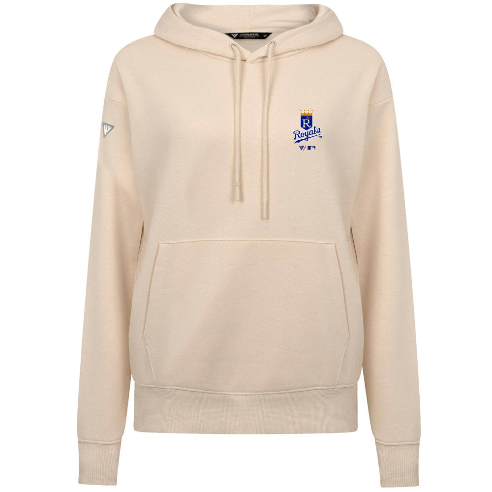 Kansas City Royals Levelwear Women's Cooperstown Collection Adorn Core Logo Pullover Hoodie - Khaki