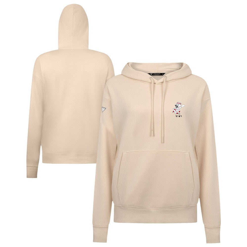 Cincinnati Reds Levelwear Women's Cooperstown Collection Adorn Core Logo Pullover Hoodie - Khaki