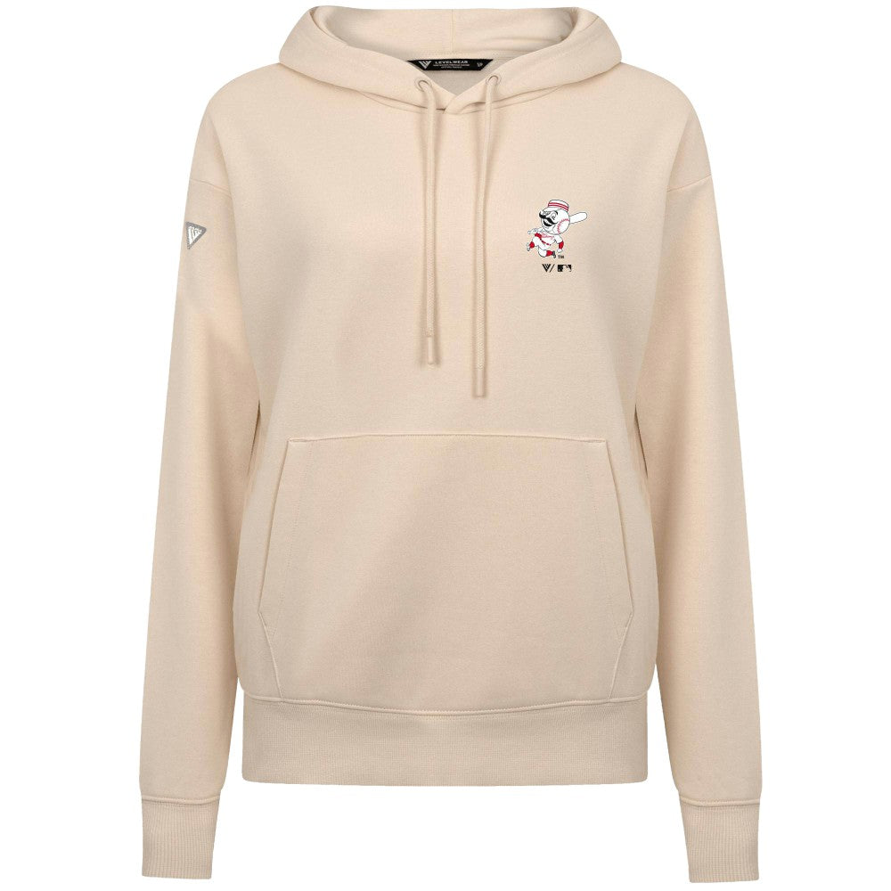 Cincinnati Reds Levelwear Women's Cooperstown Collection Adorn Core Logo Pullover Hoodie - Khaki
