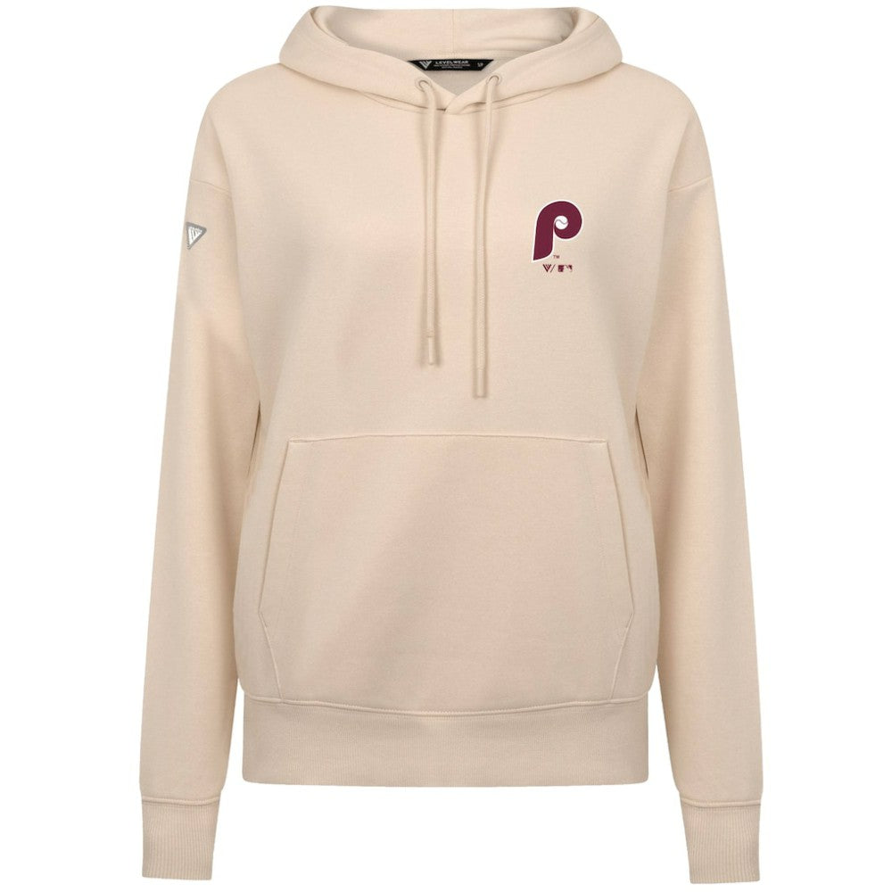 Philadelphia Phillies Levelwear Women's Cooperstown Collection Adorn Core Logo Pullover Hoodie - Khaki