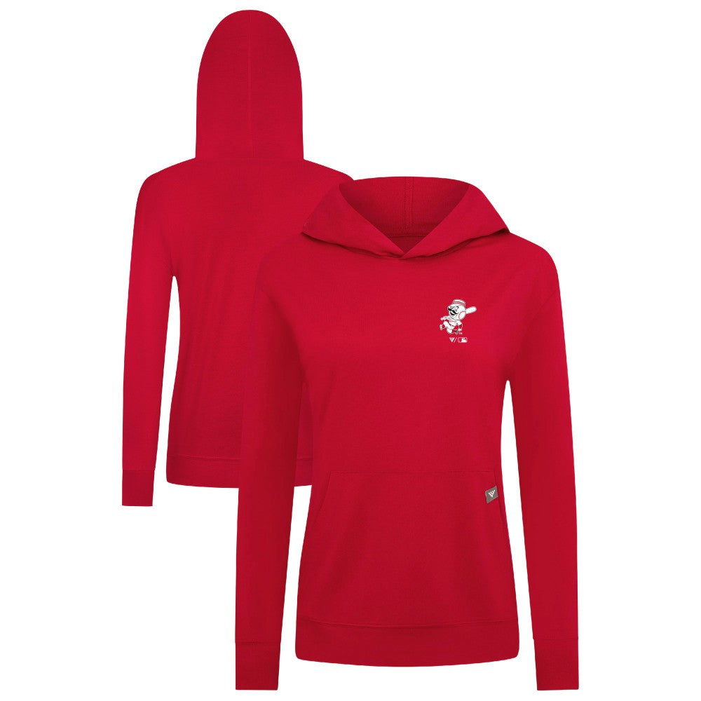 Cincinnati Reds Levelwear Women's Cooperstown Collection Relay Core Logo Pullover Hoodie - Red