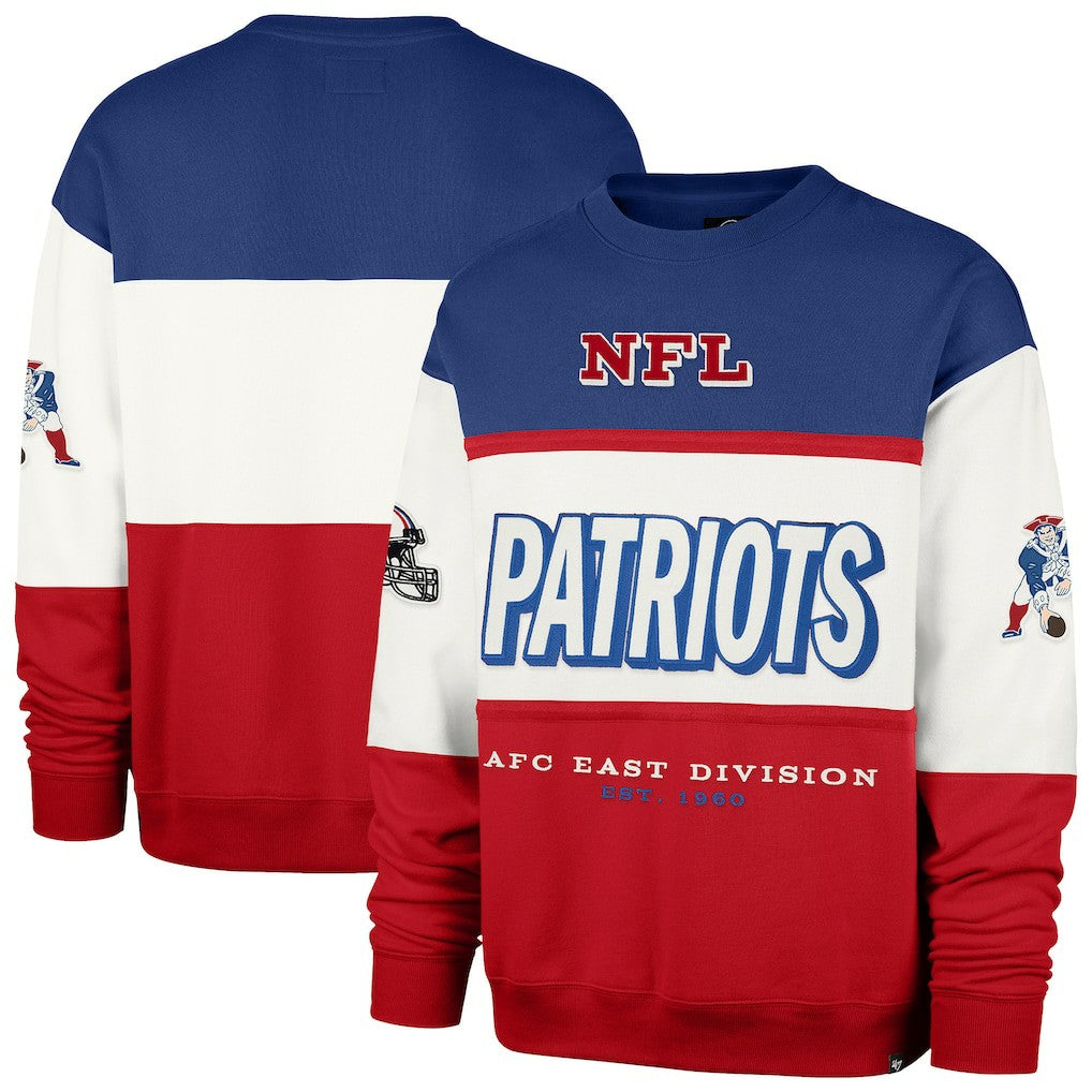 New England Patriots '47 Throwback Breeze Maximalist Sweatshirt - Royal/Red online