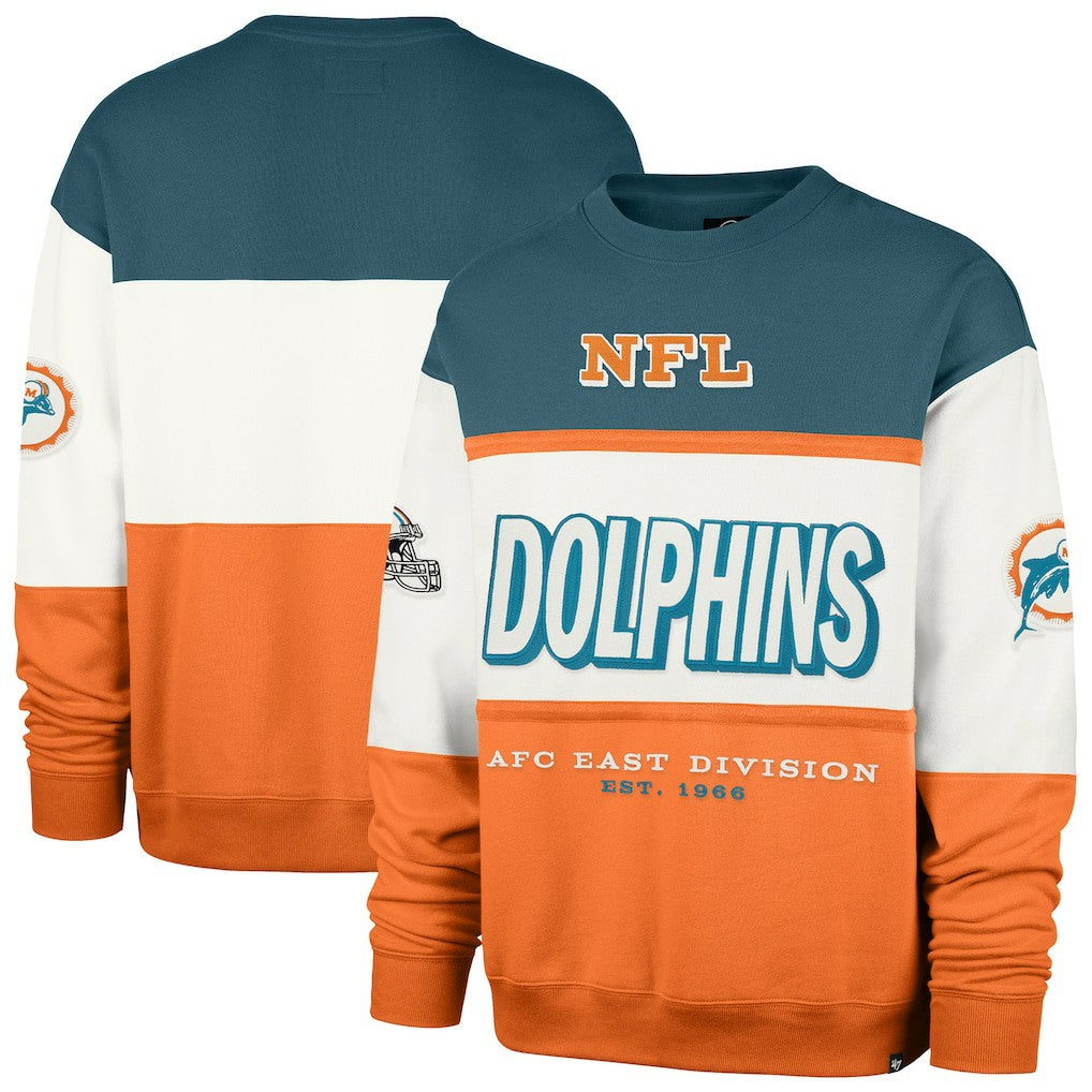 Miami Dolphins '47 Throwback Breeze Maximalist Sweatshirt - Aqua/Orange online