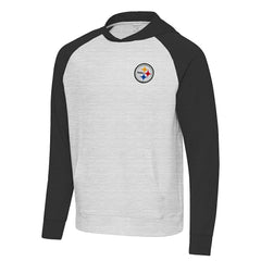 Pittsburgh Steelers Antigua Urgent Pullover Hoodie - Black/Heather Gray outlet
