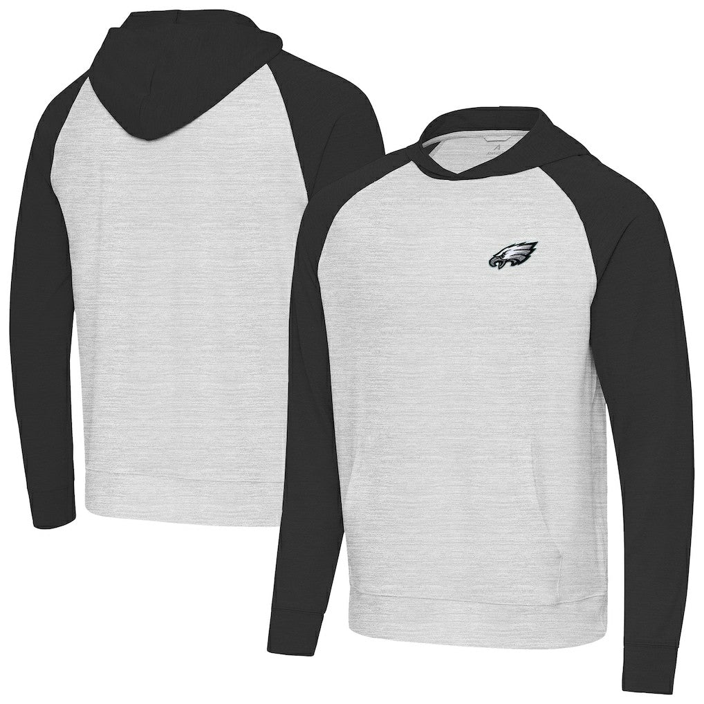Philadelphia Eagles Antigua Urgent Pullover Hoodie - Black/Heather Gray on sale