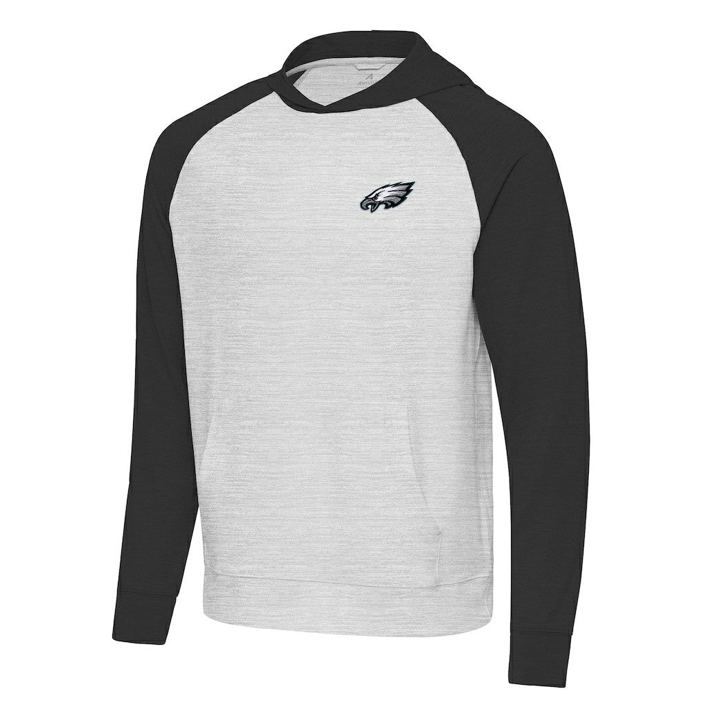 Philadelphia Eagles Antigua Urgent Pullover Hoodie - Black/Heather Gray on sale