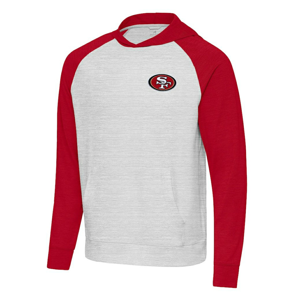 San Francisco 49ers Antigua Urgent Pullover Hoodie - Scarlet/Gray discount