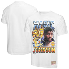 Magic Johnson Los Angeles Lakers Commemorative Collage T-Shirt - White | Mitchell & Ness for sale