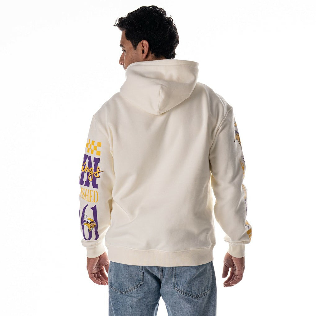 Minnesota Vikings The Wild Collective Unisex Stacked Graphic Sleeve Fleece Hoodie - Cream cheap