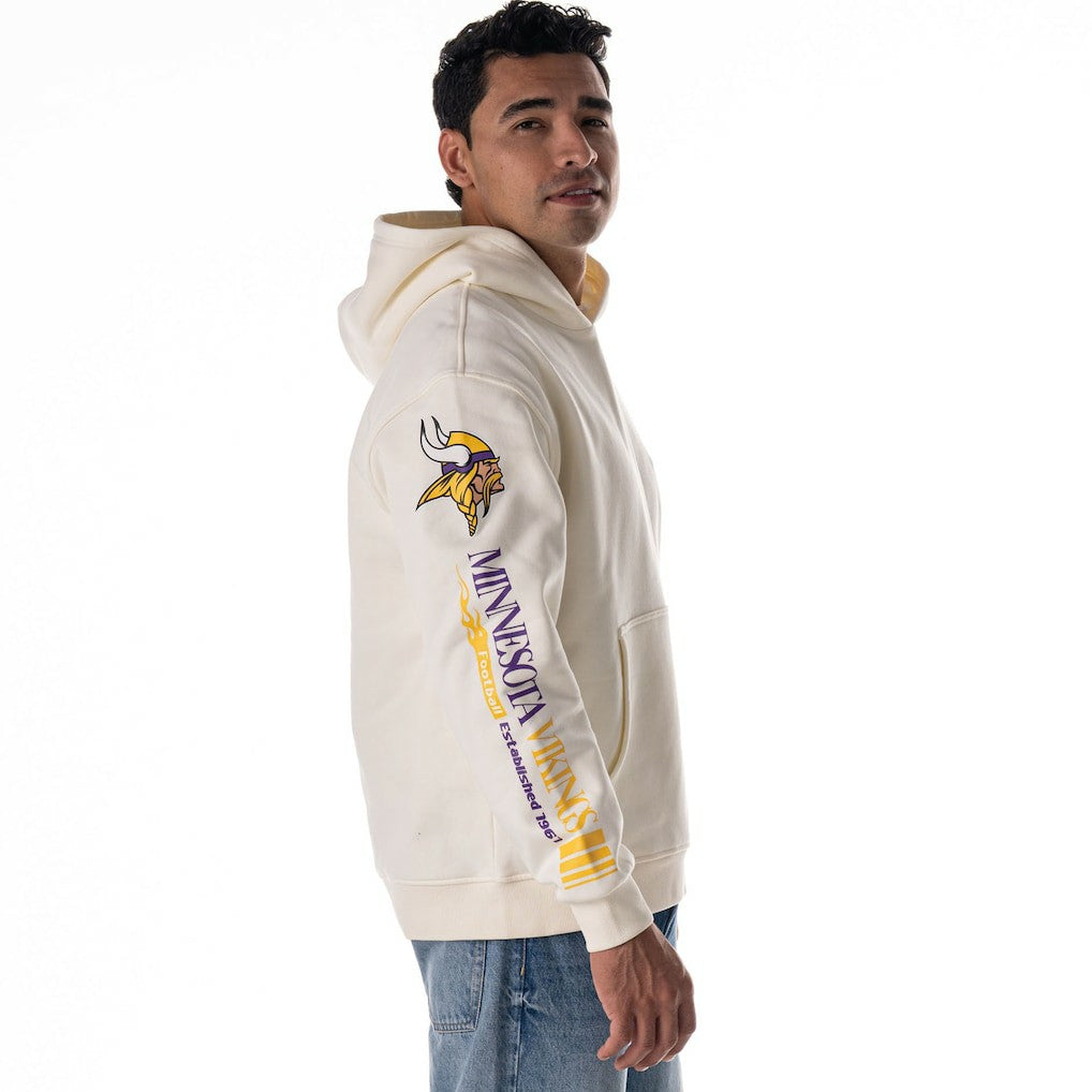 Minnesota Vikings The Wild Collective Unisex Stacked Graphic Sleeve Fleece Hoodie - Cream cheap
