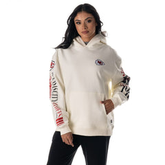 Kansas City Chiefs The Wild Collective Unisex Stacked Graphic Sleeve Fleece Hoodie - Cream cheap