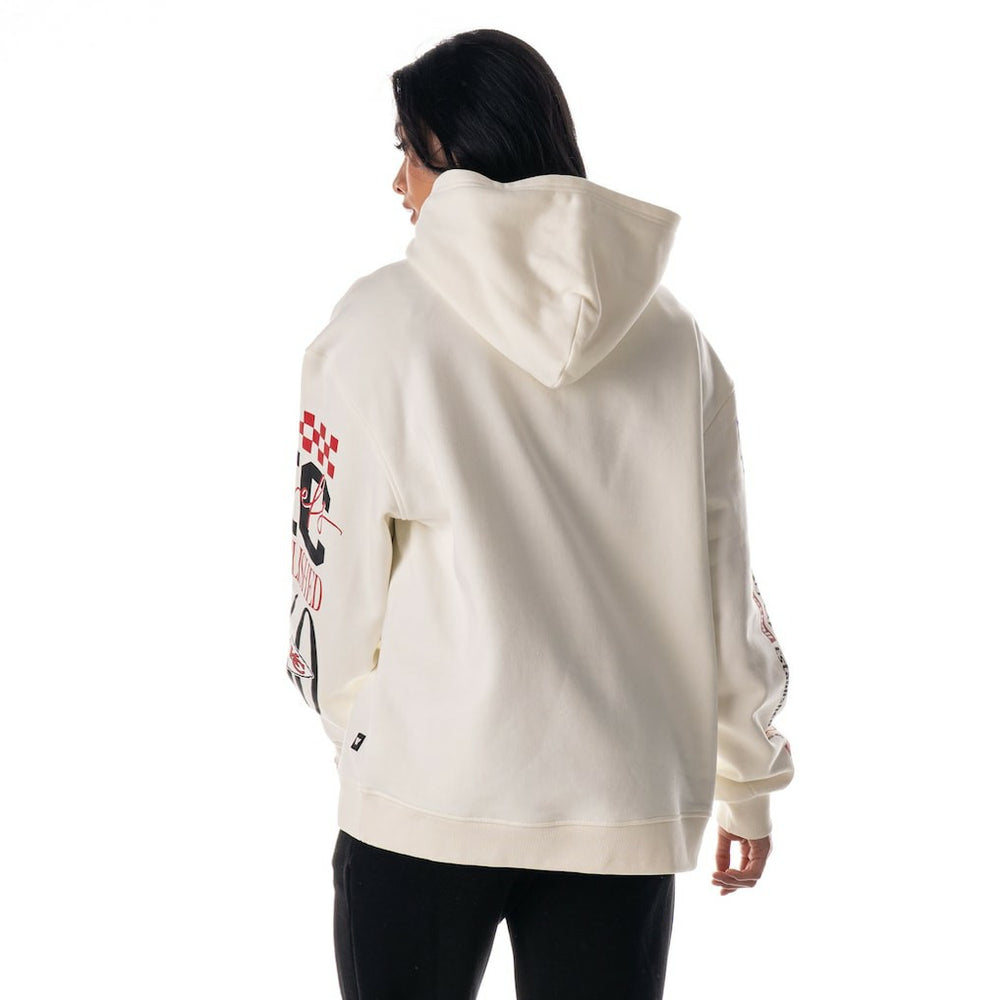 Kansas City Chiefs The Wild Collective Unisex Stacked Graphic Sleeve Fleece Hoodie - Cream cheap