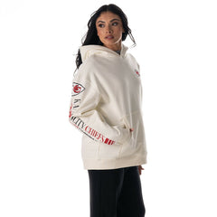 Kansas City Chiefs The Wild Collective Unisex Stacked Graphic Sleeve Fleece Hoodie - Cream cheap