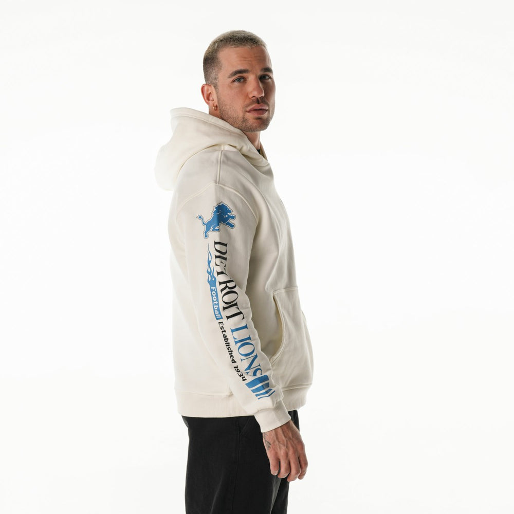 Detroit Lions The Wild Collective Unisex Stacked Graphic Sleeve Fleece Hoodie - Cream cheap