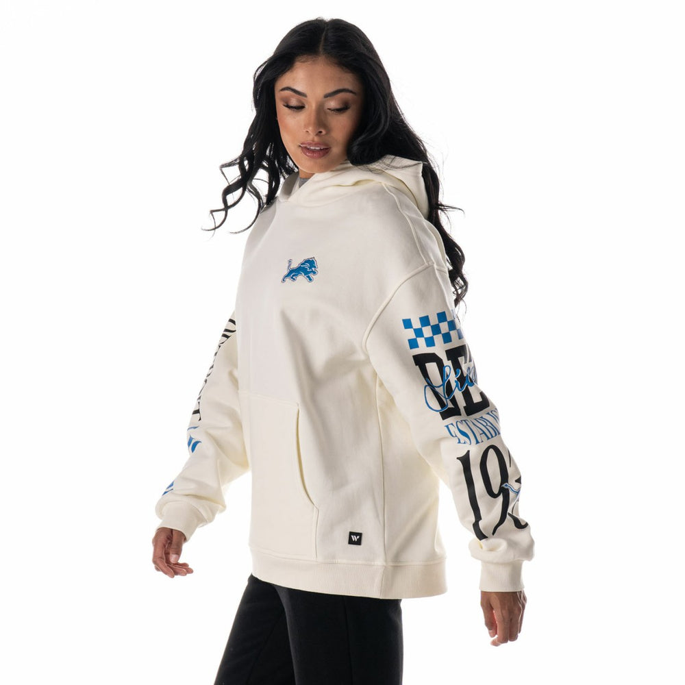 Detroit Lions The Wild Collective Unisex Stacked Graphic Sleeve Fleece Hoodie - Cream cheap