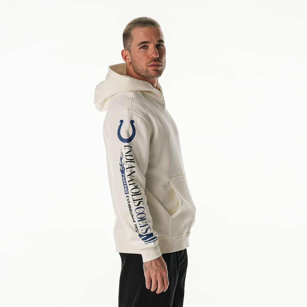 Indianapolis Colts The Wild Collective Unisex Stacked Graphic Sleeve Fleece Hoodie - Cream outlet