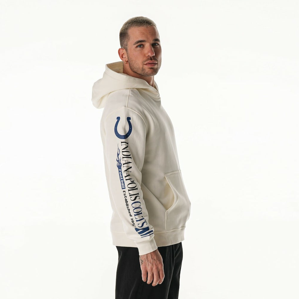 Indianapolis Colts The Wild Collective Unisex Stacked Graphic Sleeve Fleece Hoodie - Cream outlet
