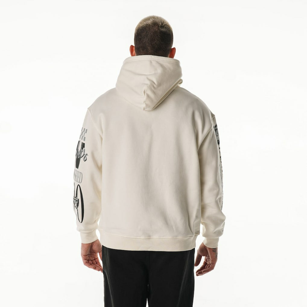 Las Vegas Raiders The Wild Collective Unisex Stacked Graphic Sleeve Fleece Hoodie - Cream on sale