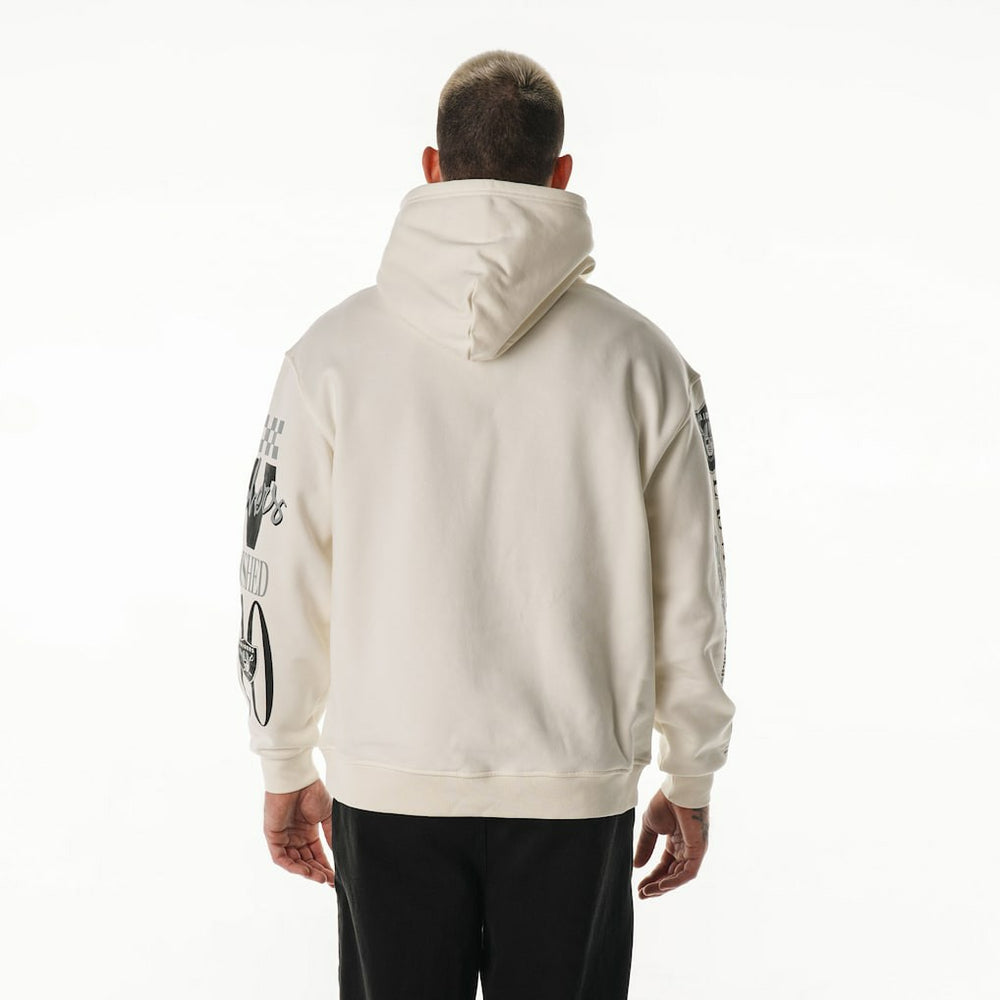 Las Vegas Raiders The Wild Collective Unisex Stacked Graphic Sleeve Fleece Hoodie - Cream on sale