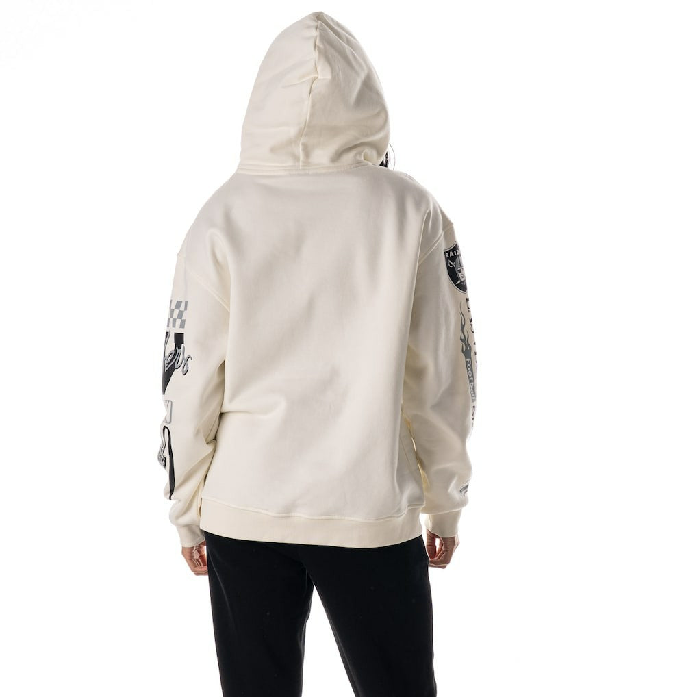 Las Vegas Raiders The Wild Collective Unisex Stacked Graphic Sleeve Fleece Hoodie - Cream on sale