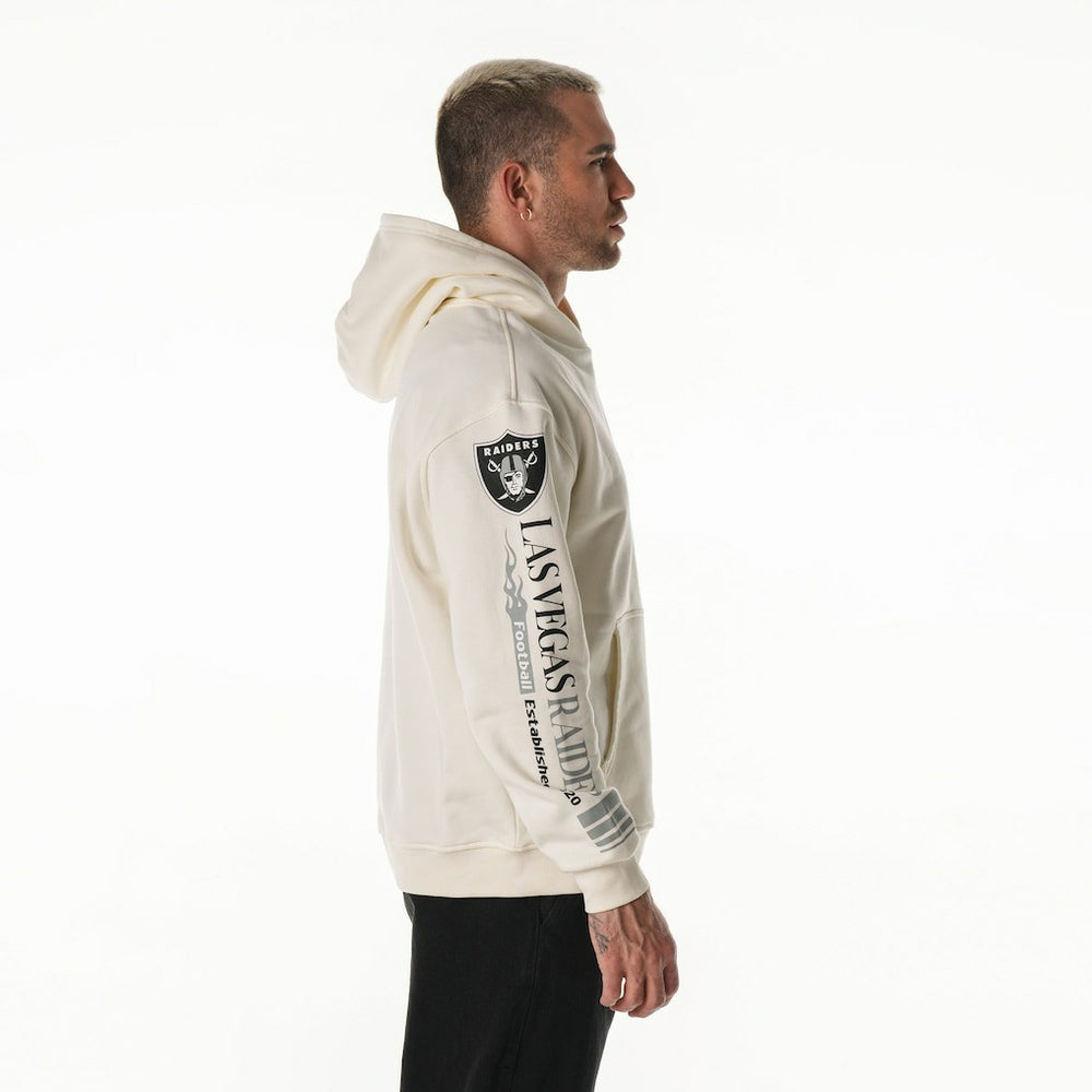 Las Vegas Raiders The Wild Collective Unisex Stacked Graphic Sleeve Fleece Hoodie - Cream on sale