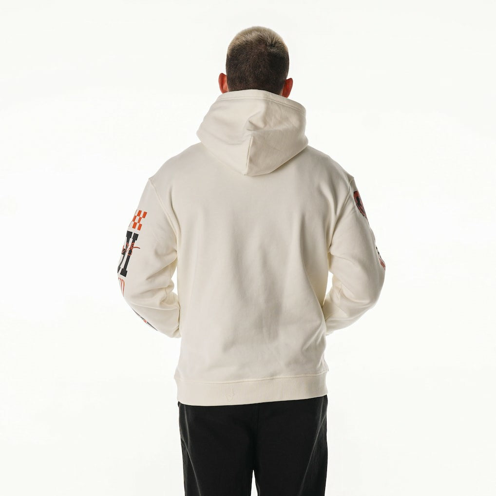 Chicago Bears The Wild Collective Unisex Stacked Graphic Sleeve Fleece Hoodie - Cream outlet