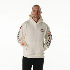 Chicago Bears The Wild Collective Unisex Stacked Graphic Sleeve Fleece Hoodie - Cream outlet