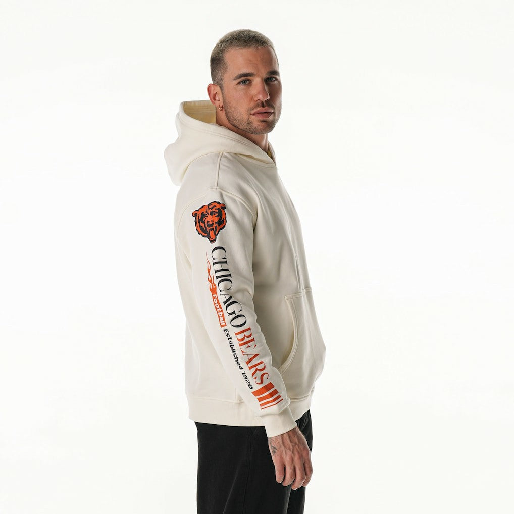 Chicago Bears The Wild Collective Unisex Stacked Graphic Sleeve Fleece Hoodie - Cream outlet