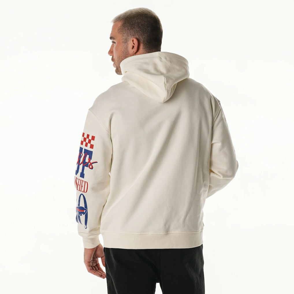 Buffalo Bills The Wild Collective Unisex Stacked Graphic Sleeve Fleece Hoodie - Cream discount