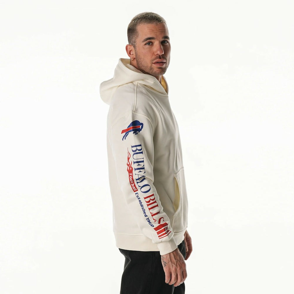 Buffalo Bills The Wild Collective Unisex Stacked Graphic Sleeve Fleece Hoodie - Cream discount