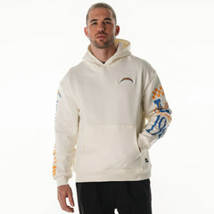 Los Angeles Chargers The Wild Collective Unisex Stacked Graphic Sleeve Fleece Hoodie - Cream sale