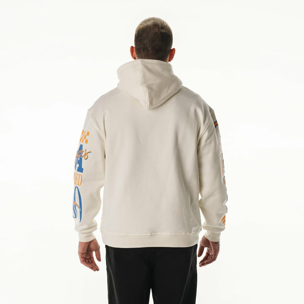 Los Angeles Chargers The Wild Collective Unisex Stacked Graphic Sleeve Fleece Hoodie - Cream sale