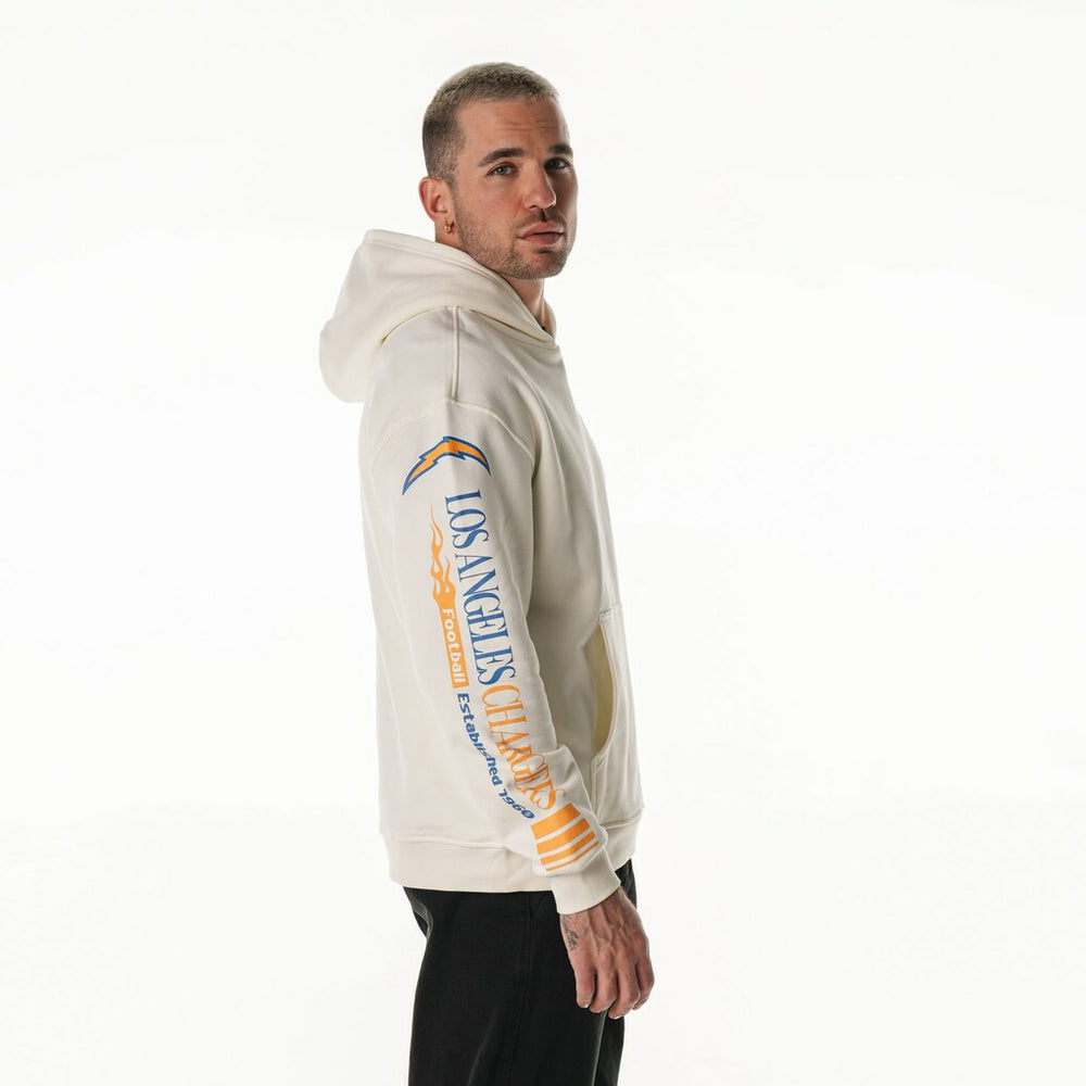 Los Angeles Chargers The Wild Collective Unisex Stacked Graphic Sleeve Fleece Hoodie - Cream sale