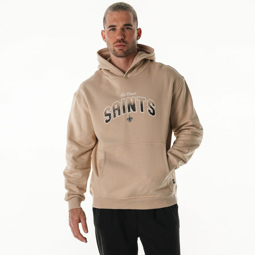 New Orleans Saints The Wild Collective Unisex Oversized Graphic Fleece Hoodie - Tan for sale