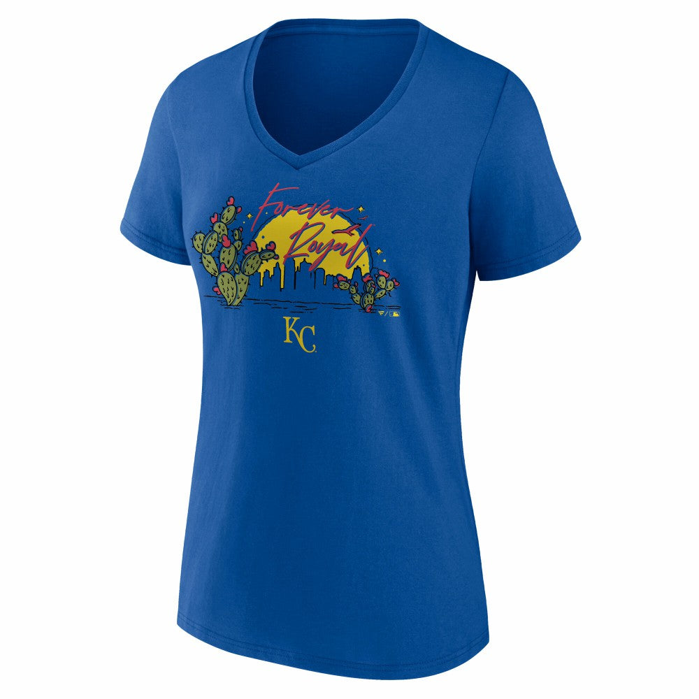 Kansas City Royals Women's Forever Royal Cactus V-Neck T-Shirt - Royal