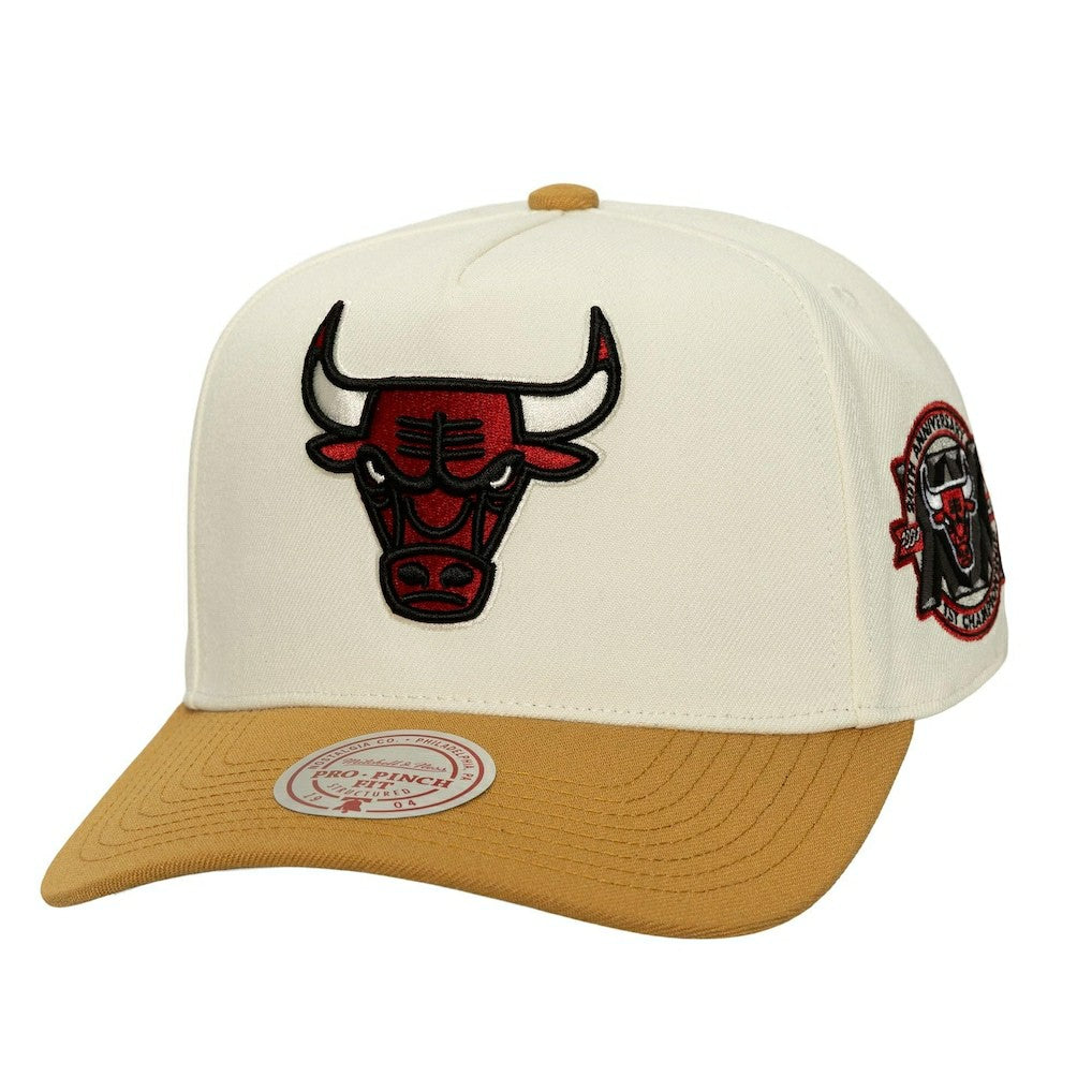 Chicago Bulls Ochre Dusted Double Two-Toned Pro Crown Adjustable Hat - Cream | Mitchell & Ness cheap