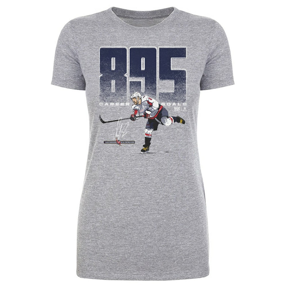Alexander Ovechkin Washington Capitals 500 Level Women's NHL All-Time Leading Goal Scorer Bold T-Shirt Heather Gray