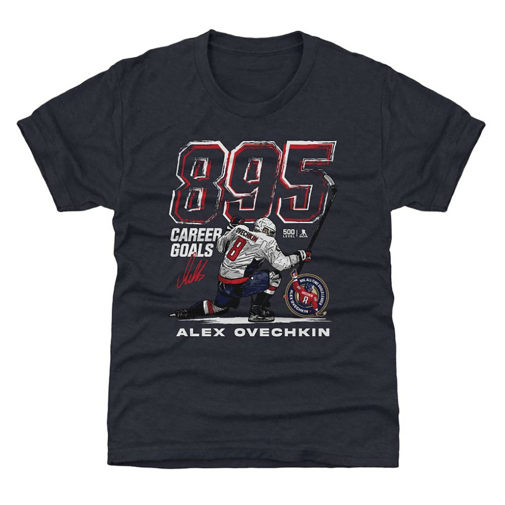 Alexander Ovechkin Washington Capitals 500 Level Youth NHL All-Time Leading Goal Scorer Grunge T-Shirt Navy