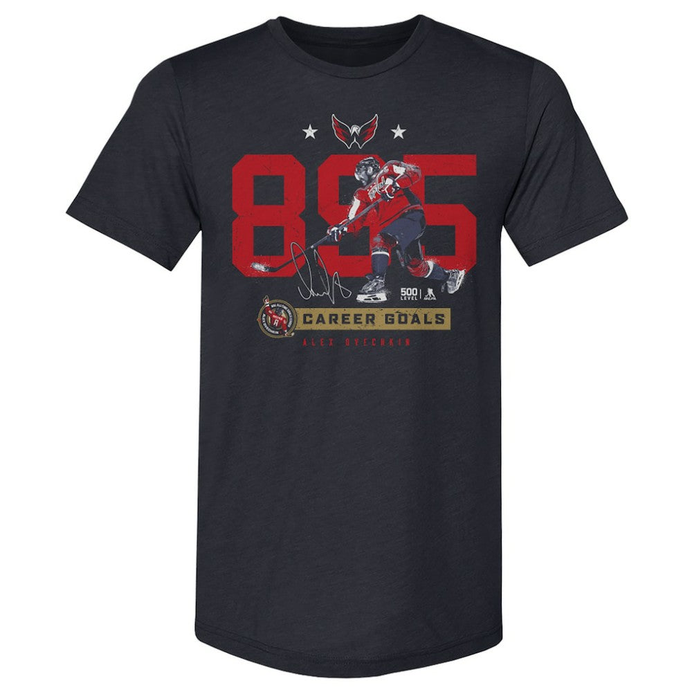 Alexander Ovechkin Washington Capitals 500 Level NHL All-Time Leading Goal Scorer Tri-Blend Number T-Shirt Navy