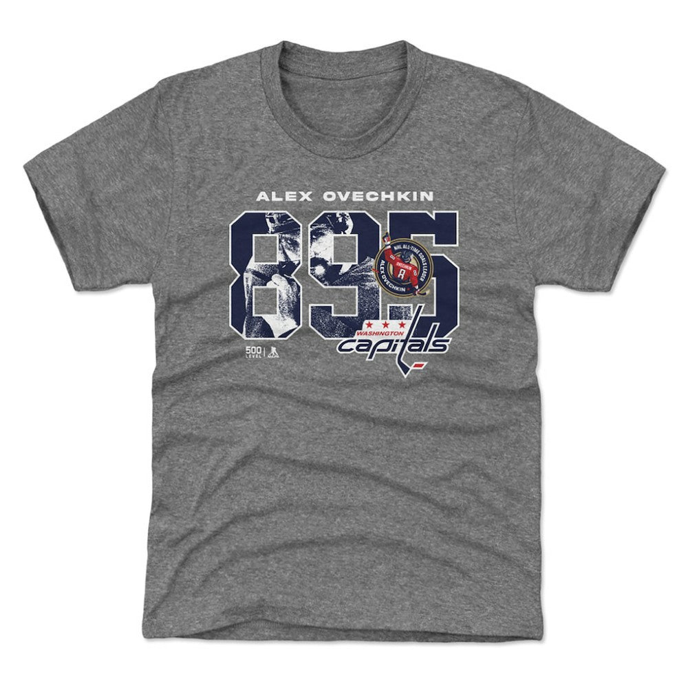 Alexander Ovechkin Washington Capitals 500 Level Youth NHL All-Time Leading Goal Scorer Overlay T-Shirt Gray