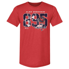 Alexander Ovechkin Washington Capitals 500 Level NHL All-Time Leading Goal Scorer Tri-Blend Overlay T-Shirt Red