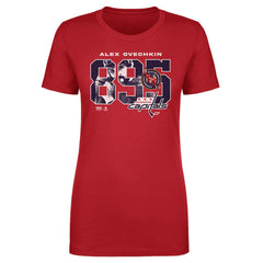 Alexander Ovechkin Washington Capitals 500 Level Women's NHL All-Time Leading Goal Scorer Overlay T-Shirt Red