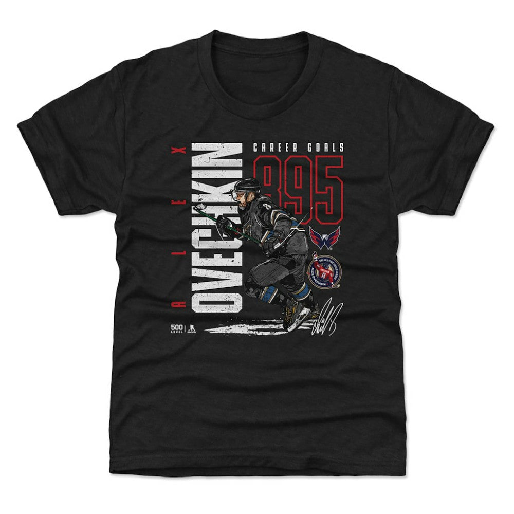 Alexander Ovechkin Washington Capitals 500 Level Youth NHL All-Time Leading Goal Scorer Throwback T-Shirt Black