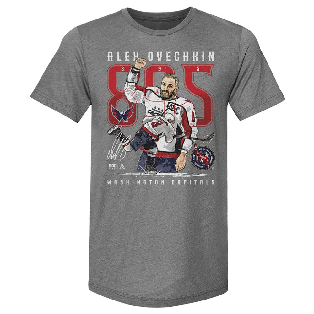 Alexander Ovechkin Washington Capitals 500 Level NHL All-Time Leading Goal Scorer Tri-Blend The Shot T-Shirt Gray