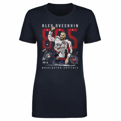 Alexander Ovechkin Washington Capitals 500 Level Women's NHL All-Time Leading Goal Scorer The Shot T-Shirt Navy