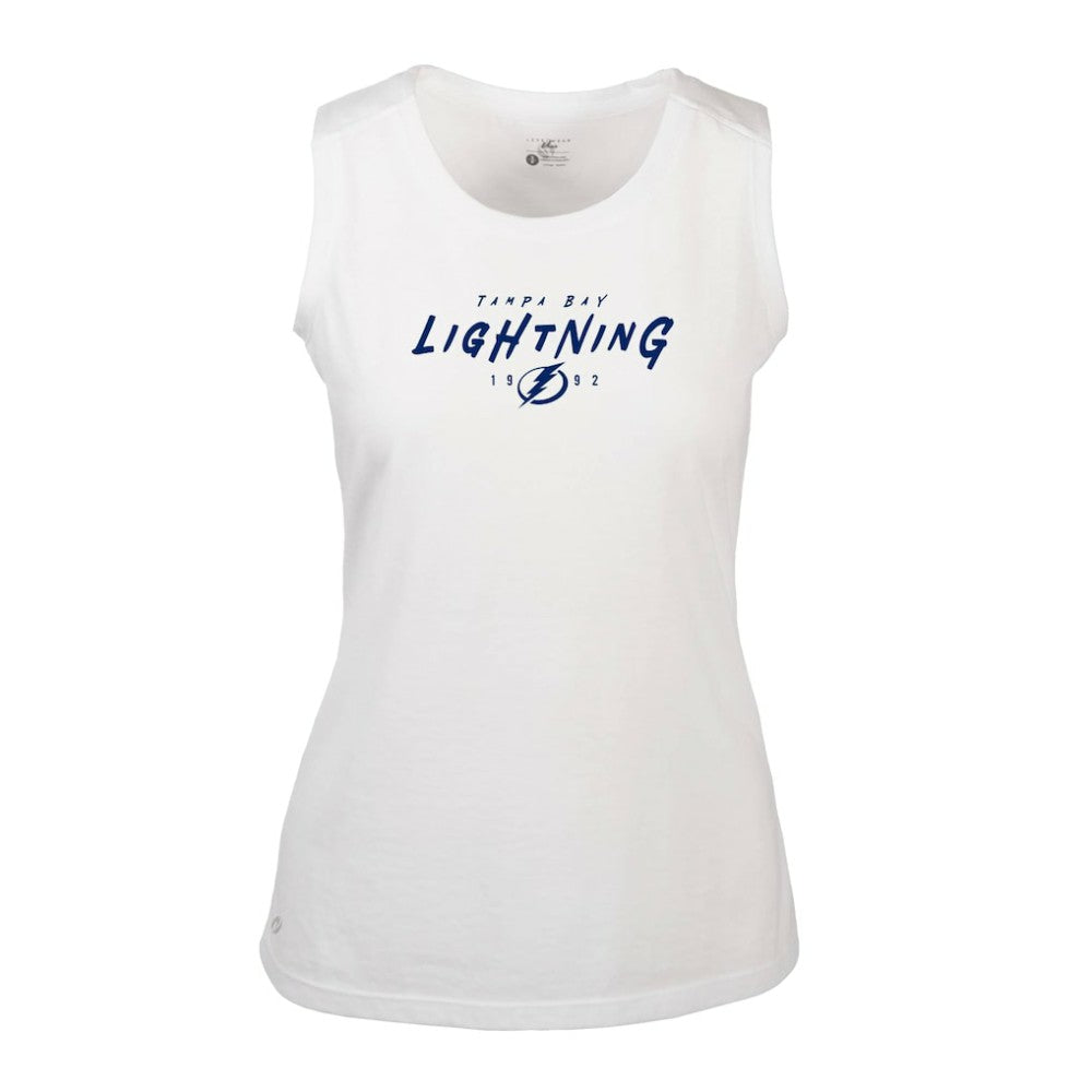 Tampa Bay Lightning Levelwear Women's Macy Scratched Tank Top White