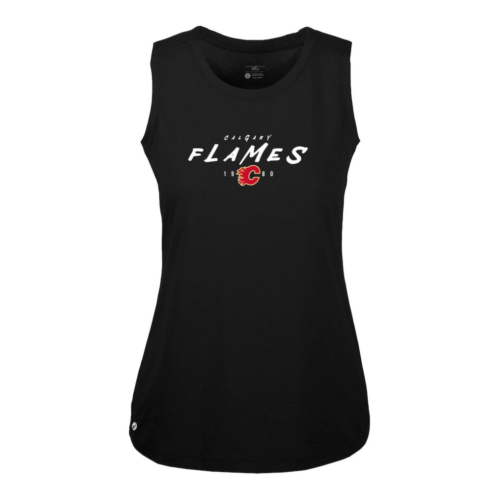 Calgary Flames Levelwear Women's Macy Scratched Tank Top Black