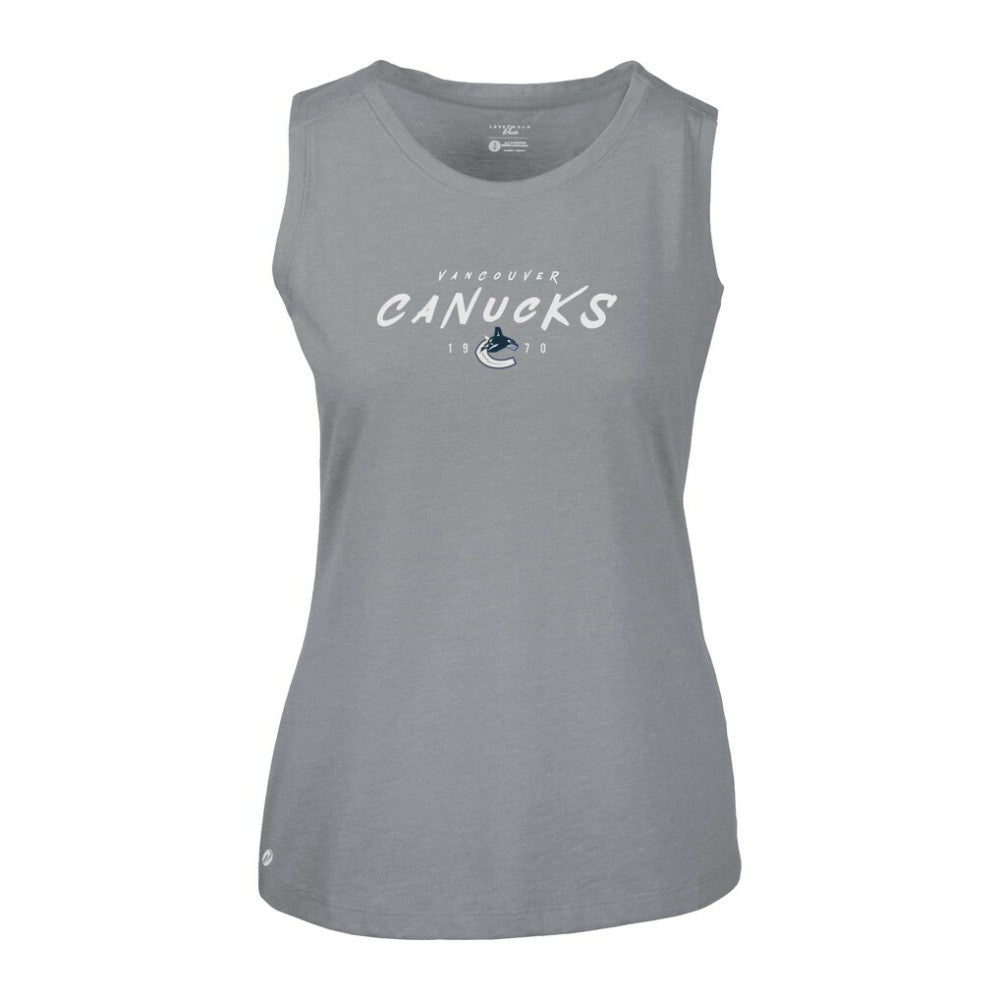 Vancouver Canucks Levelwear Women's Macy Scratched Tank Top Gray